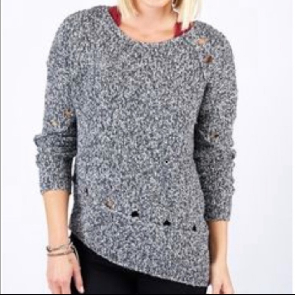 Evereve Allison Joy Deconstructed Sweater w Holes